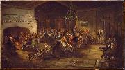 Attributed to Wilkie The Christmas Party. oil painting on canvas